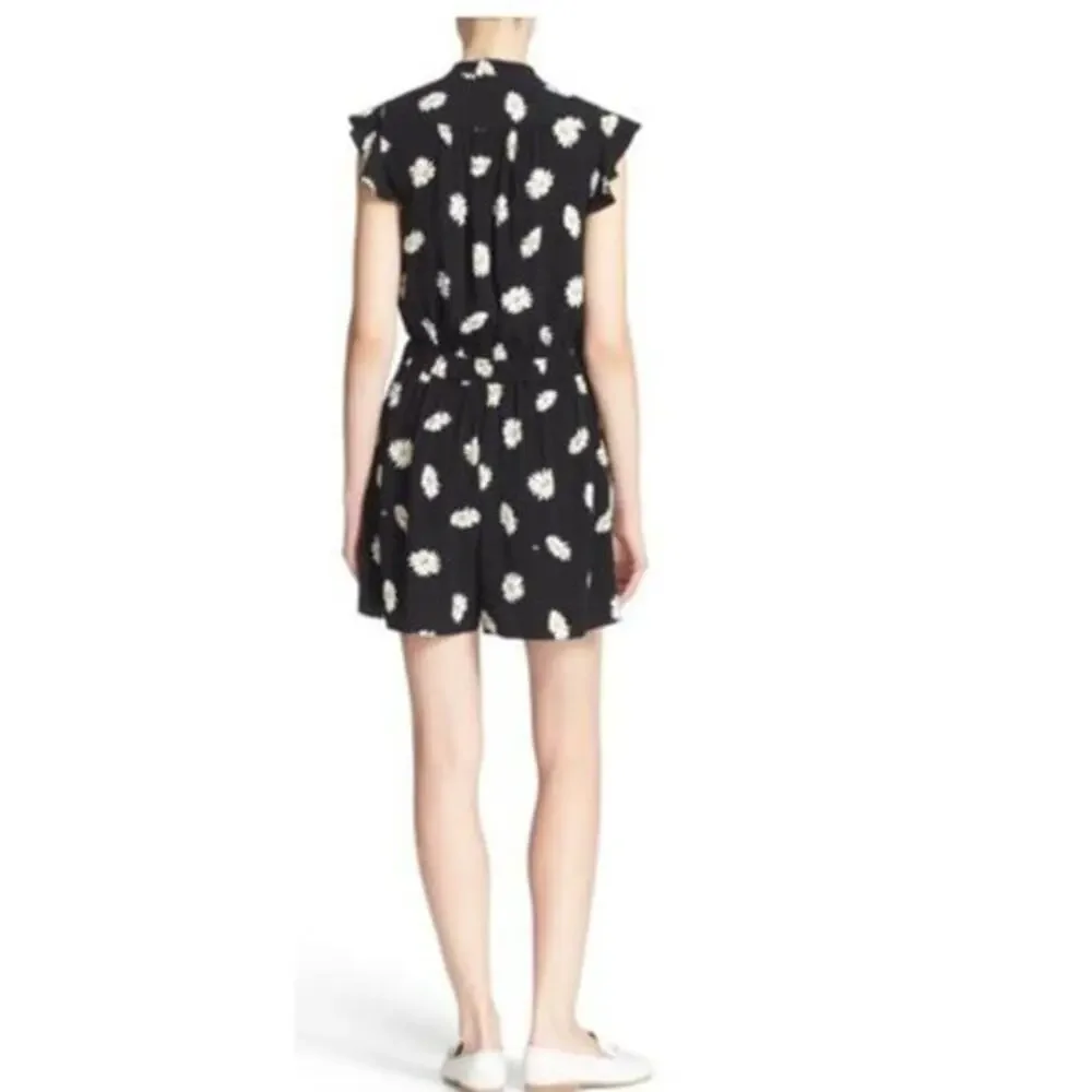 Kate Spade Romper Daisy Dot Flutter Sleeve Crepe Romper Black Size 4‎ Summer